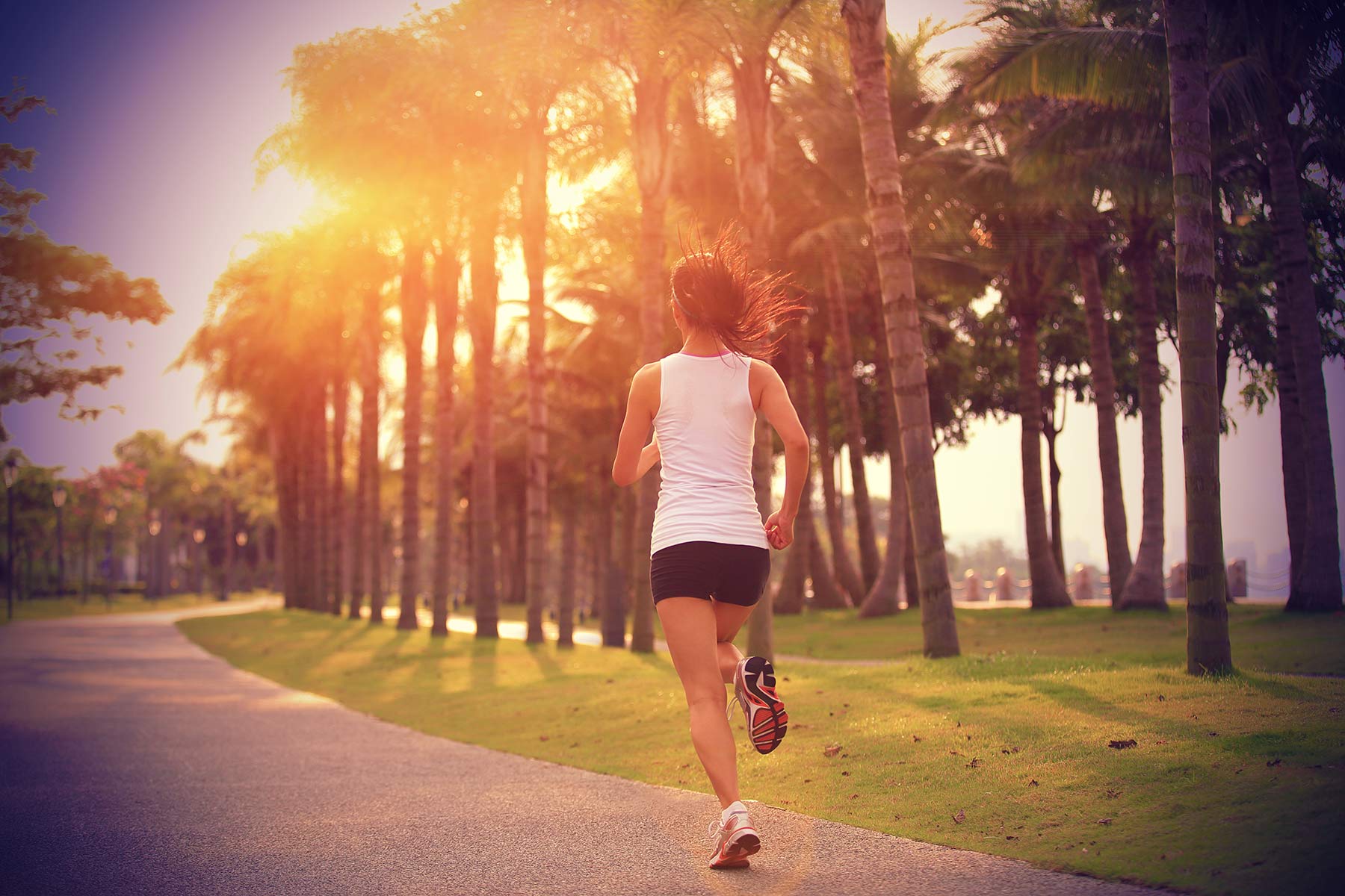 girl running on road