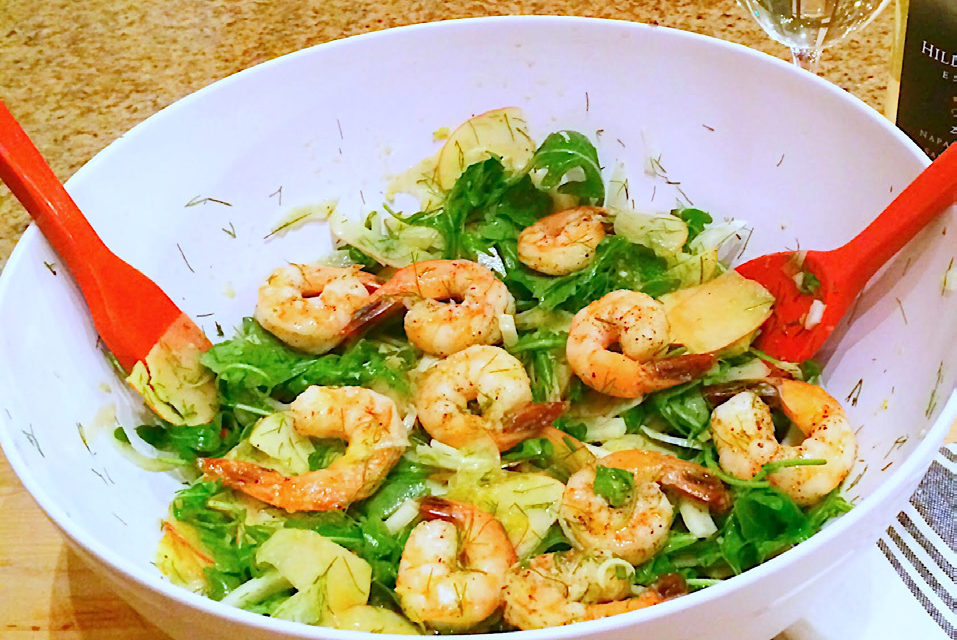 Apple & Fennel Salad with Roasted Shrimp