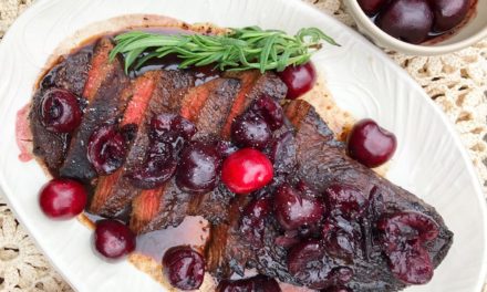 Chocolate Rubbed Sirloin with Red Wine Cherry Sauce 