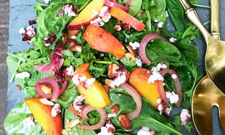 Picked Peach Salad with Smoked Almonds and Cranberry Goat Cheese