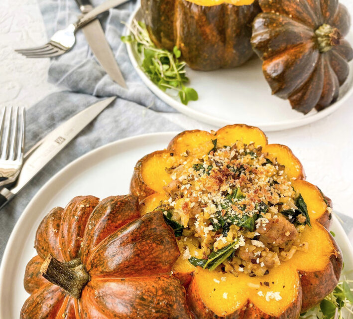 Roasted Acorn Squash With Wild Rice Stuffing