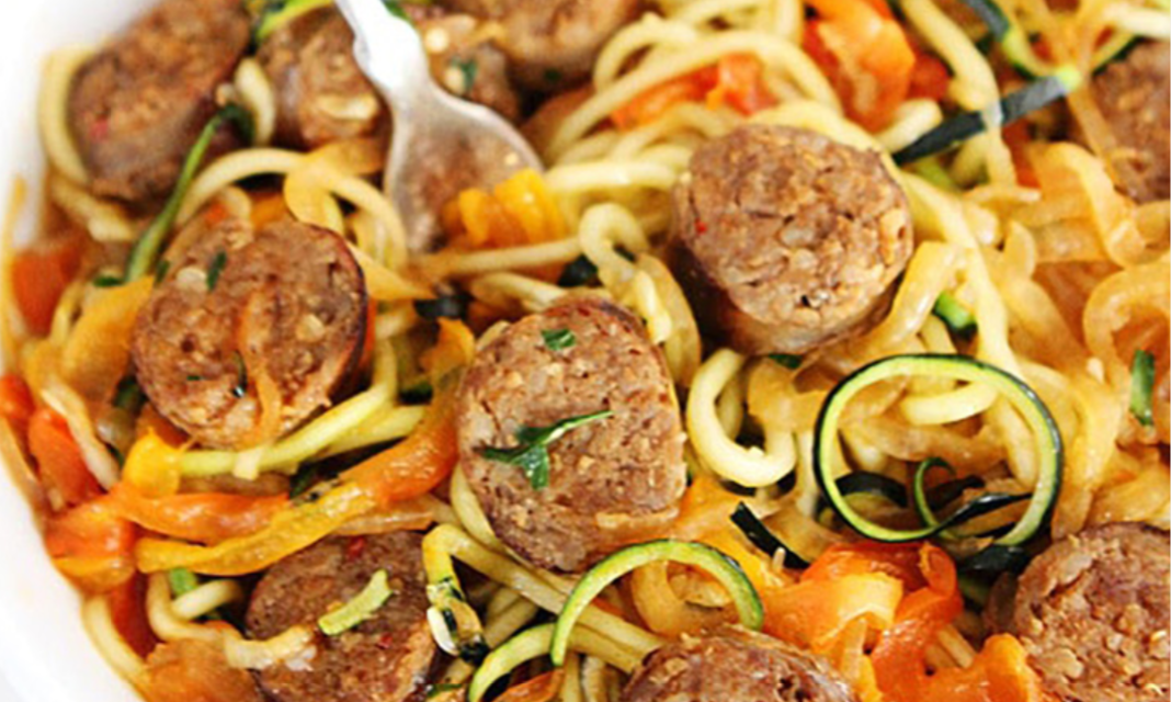 Zucchini Noodles With Chicken Apple Sausage