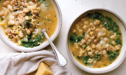 Tuscan White Bean Noodle Soup with Chicken Sausage + Kale