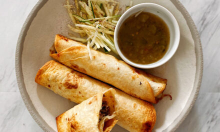 Air Fryer Beef Taquitos with Zucchini Slaw