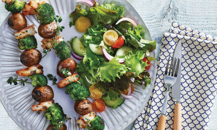 Shrimp, Broccoli & Potato Skewers with Lemon and Thyme 