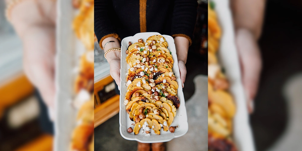 Roasted Delicata Squash with Goat Cheese & Hazelnuts